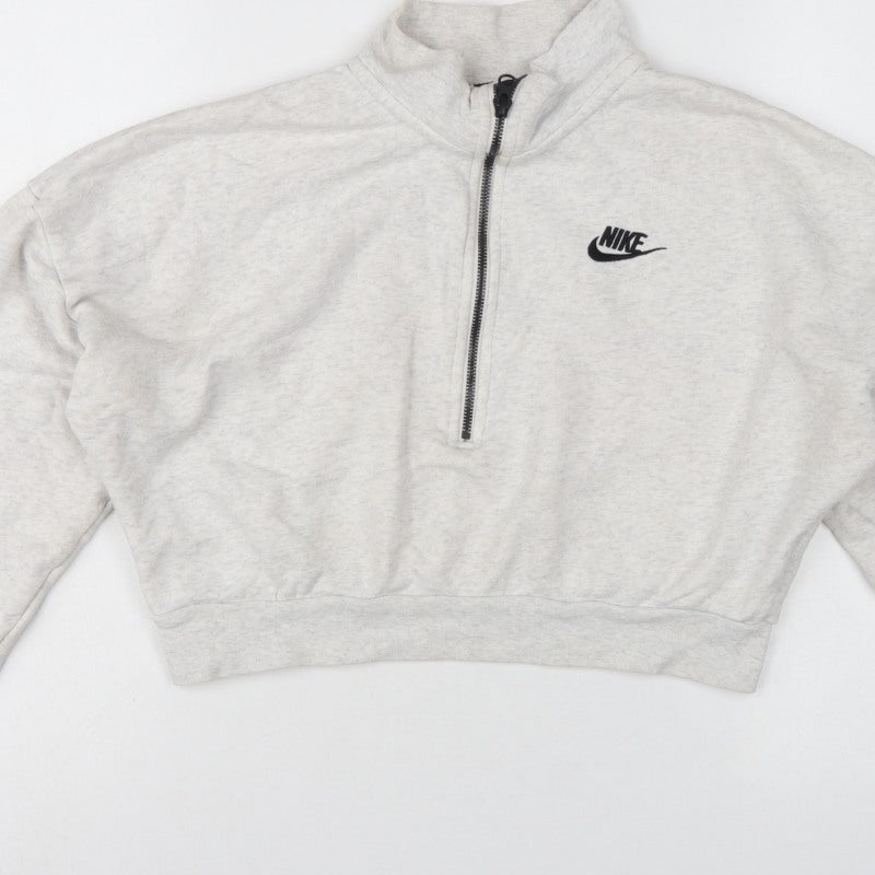 Nike Women’s Grey Small Quarter Zip Logo Sweatshirt