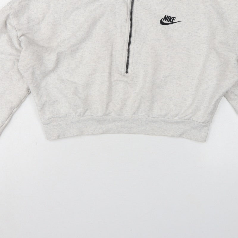 Nike Women’s Grey Small Quarter Zip Logo Sweatshirt