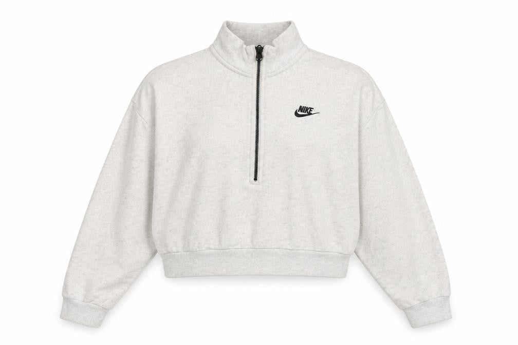 Nike Women’s Grey Small Quarter Zip Logo Sweatshirt