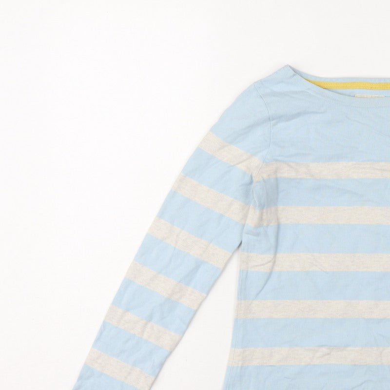 Joules Women Blue Grey Stripe Basic Cotton Jersey Long Sleeve T-Shirt UK 8