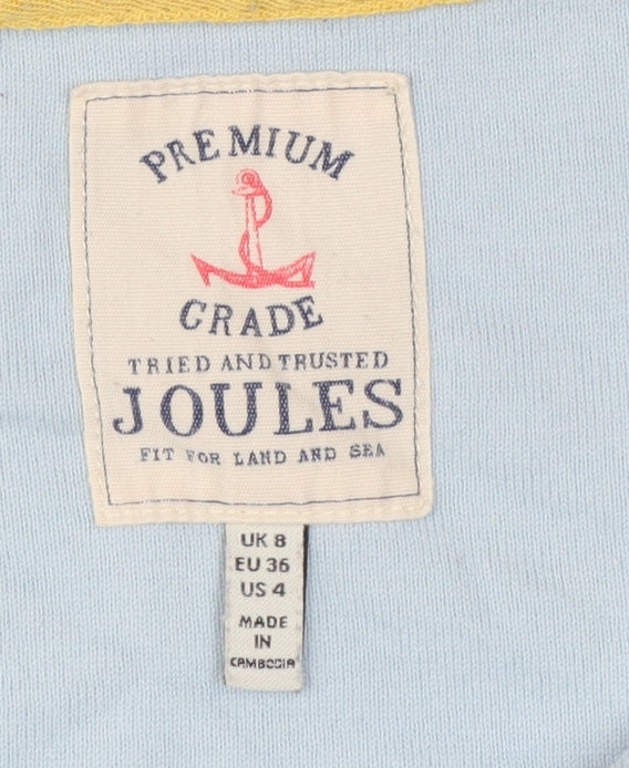 Joules Women Blue Grey Stripe Basic Cotton Jersey Long Sleeve T-Shirt UK 8