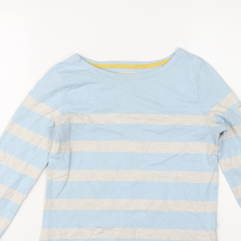 Joules Women Blue Grey Stripe Basic Cotton Jersey Long Sleeve T-Shirt UK 8