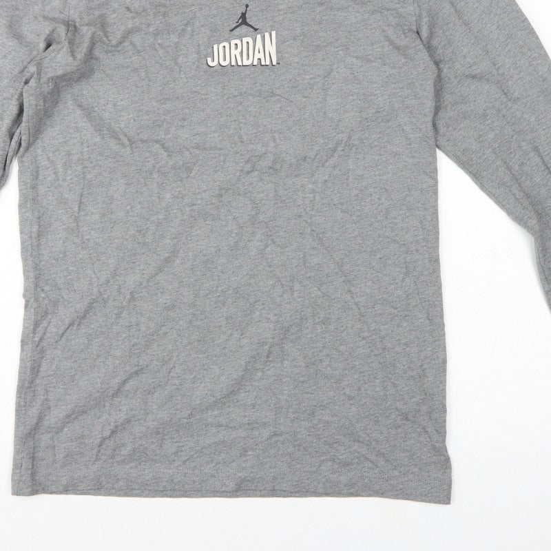 Jordan Men's Grey S Long Sleeve Graphic Logo Sports T-Shirt
