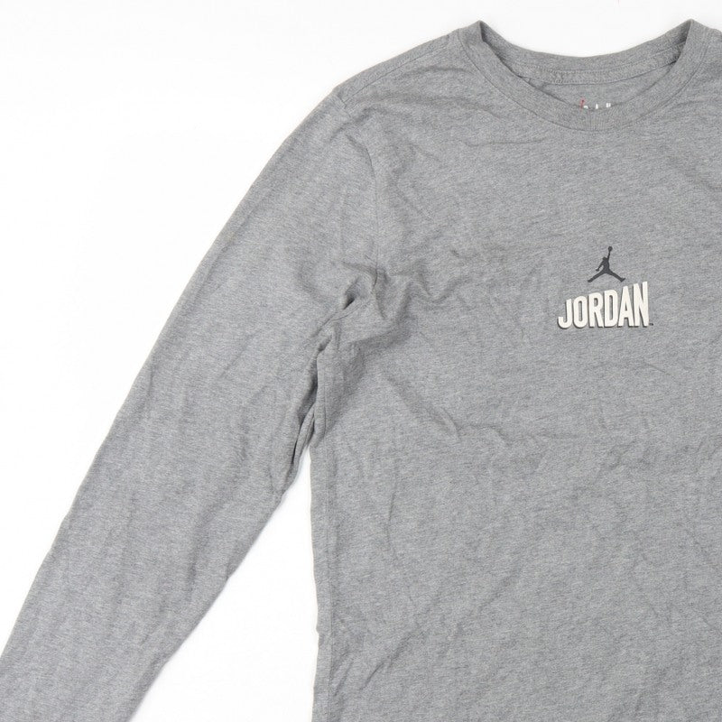 Jordan Men's Grey S Long Sleeve Graphic Logo Sports T-Shirt