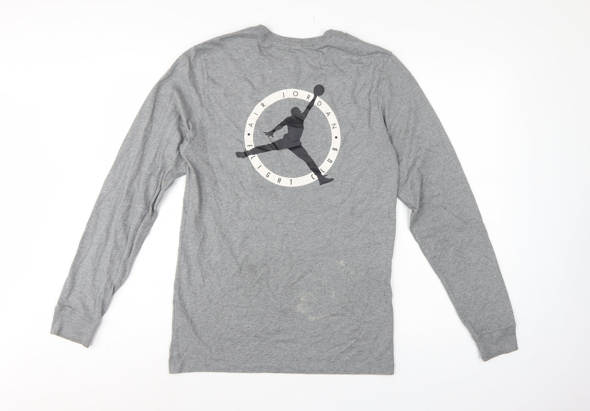 Jordan Men's Grey S Long Sleeve Graphic Logo Sports T-Shirt