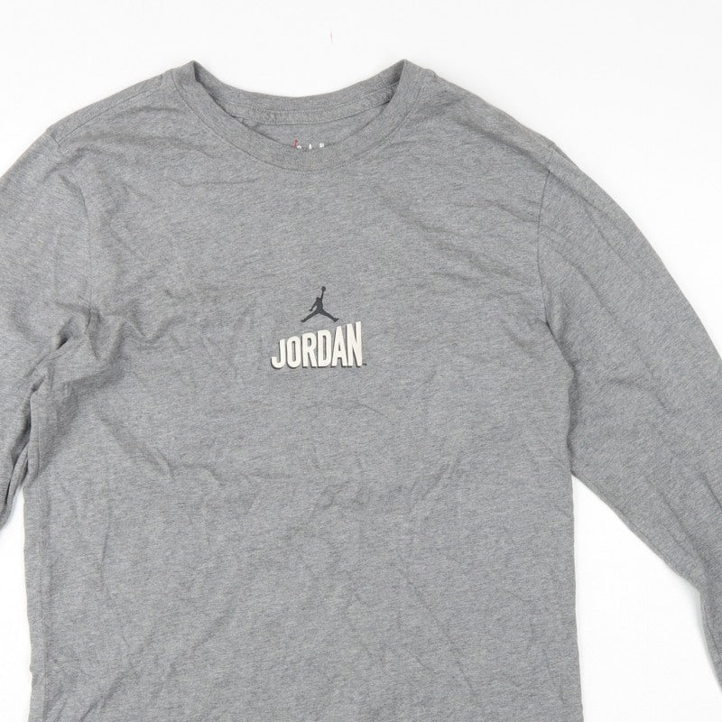 Jordan Men's Grey S Long Sleeve Graphic Logo Sports T-Shirt