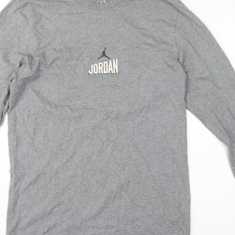 Jordan Men's Grey S Long Sleeve Graphic Logo Sports T-Shirt