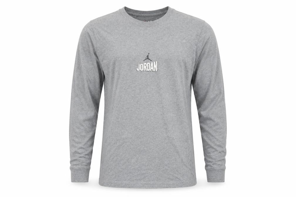 Jordan Men's Grey S Long Sleeve Graphic Logo Sports T-Shirt