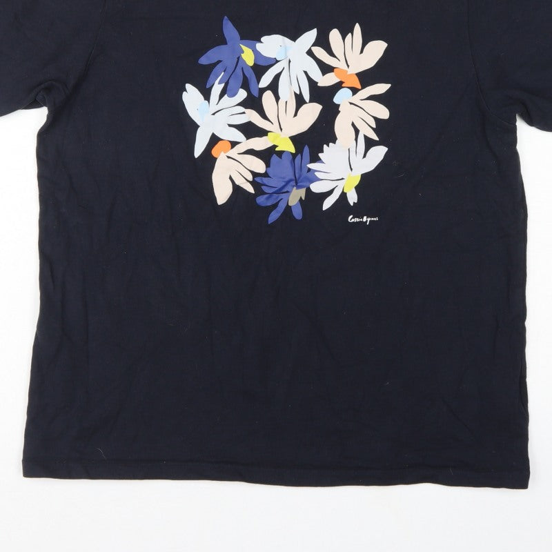 Uniqlo UT Women Black L Cassie Byrnes Floral Cotton Graphic T-Shirt