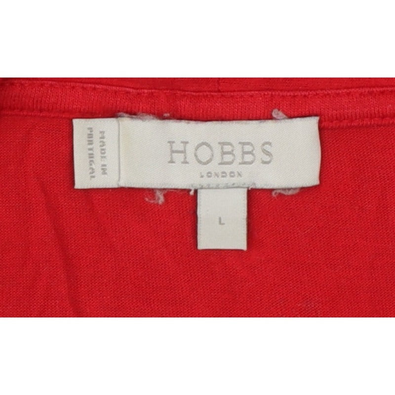 Hobbs Women Red L V-Neck 3/4 Flared Sleeve Jersey Top