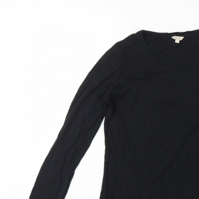 Jigsaw Women’s Black Size S Basic Long Sleeve Crew Neck Modal Cotton T-Shirt