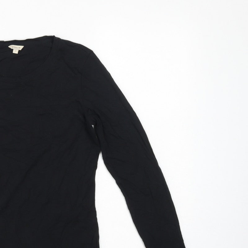 Jigsaw Women’s Black Size S Basic Long Sleeve Crew Neck Modal Cotton T-Shirt