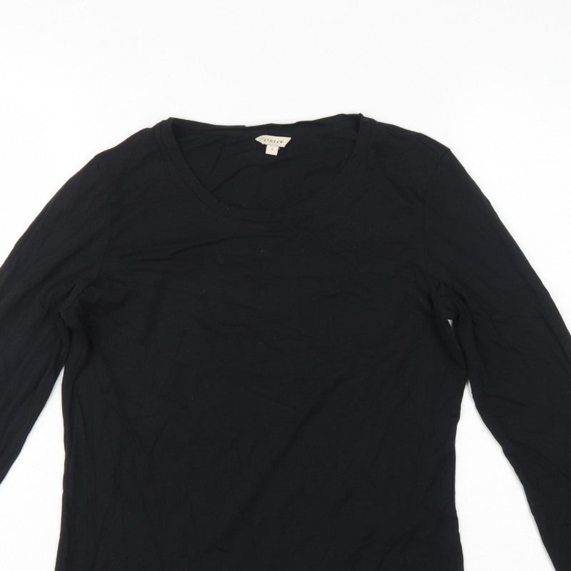 Jigsaw Women’s Black Size S Basic Long Sleeve Crew Neck Modal Cotton T-Shirt