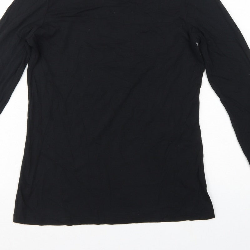 Jigsaw Women’s Black Size S Basic Long Sleeve Crew Neck Modal Cotton T-Shirt