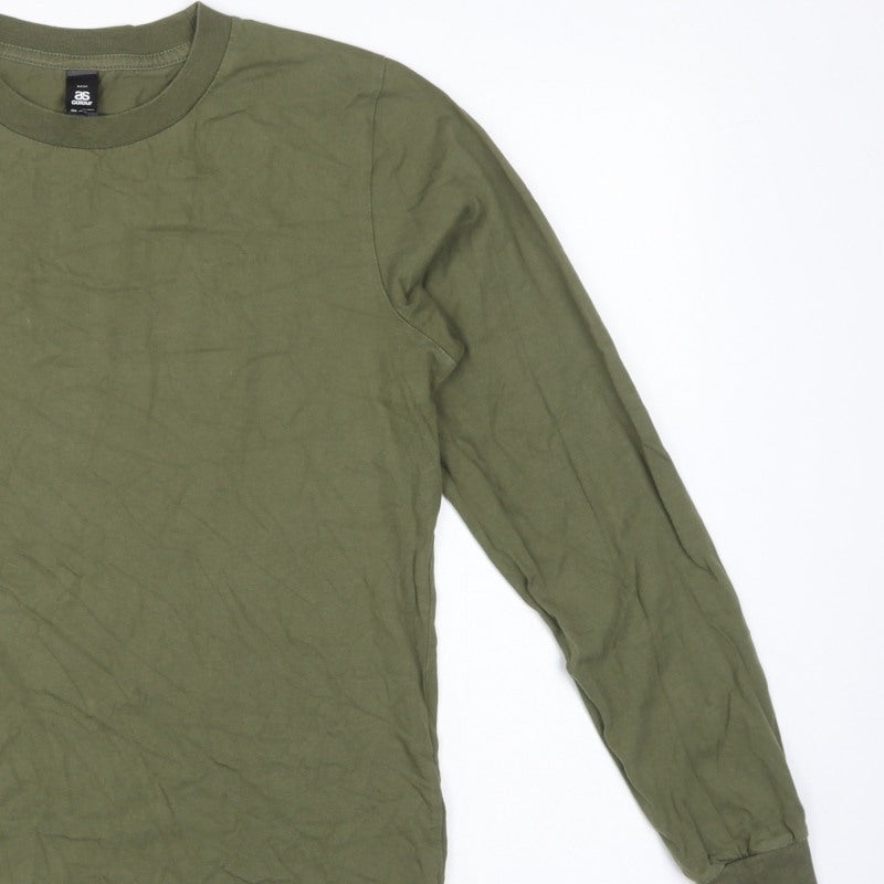 AS Colour Mens Green S Long Sleeve Crew Neck Cotton T-Shirt