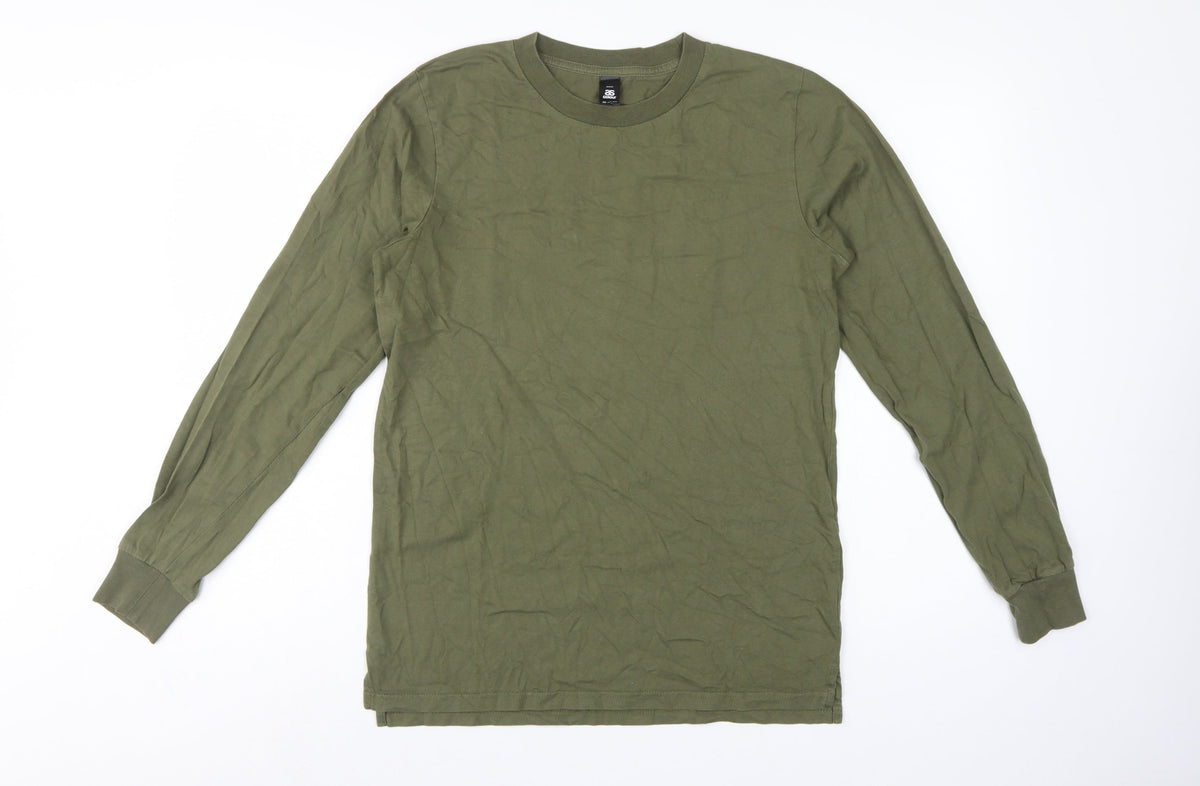 AS Colour Mens Green S Long Sleeve Crew Neck Cotton T-Shirt