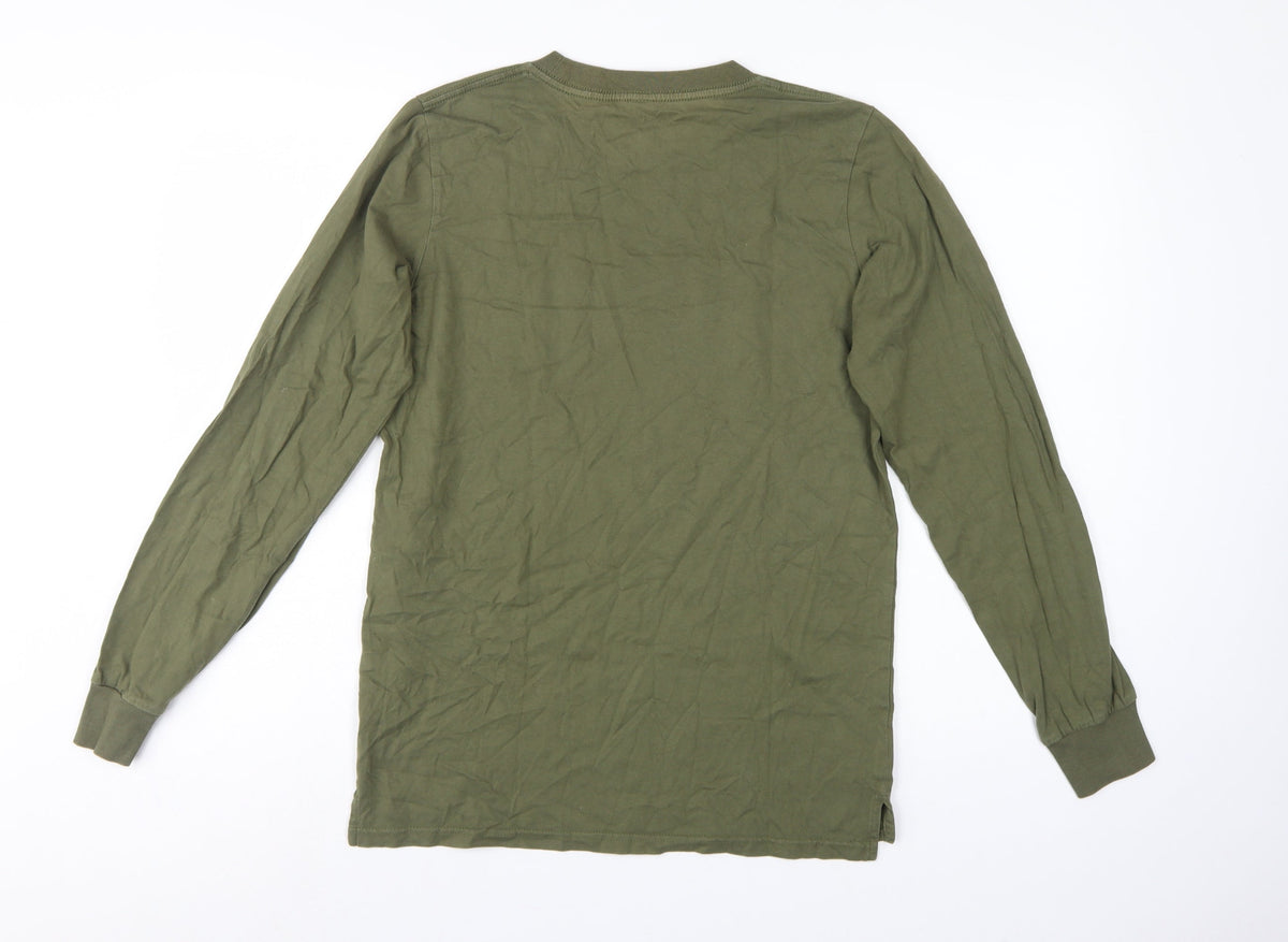 AS Colour Mens Green S Long Sleeve Crew Neck Cotton T-Shirt