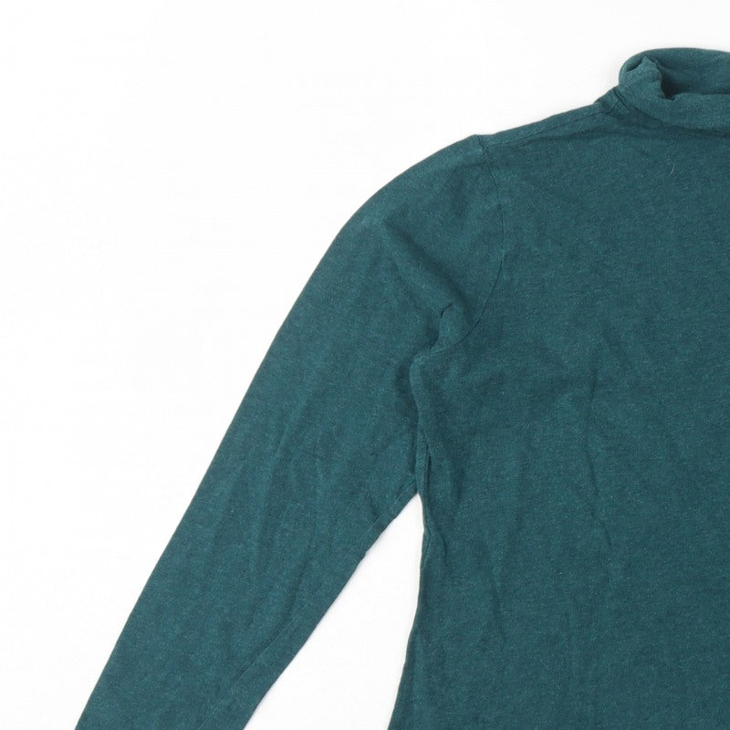 Seasalt Cornwall Women Green UK 12 Organic Cotton Roll Neck Basic Top