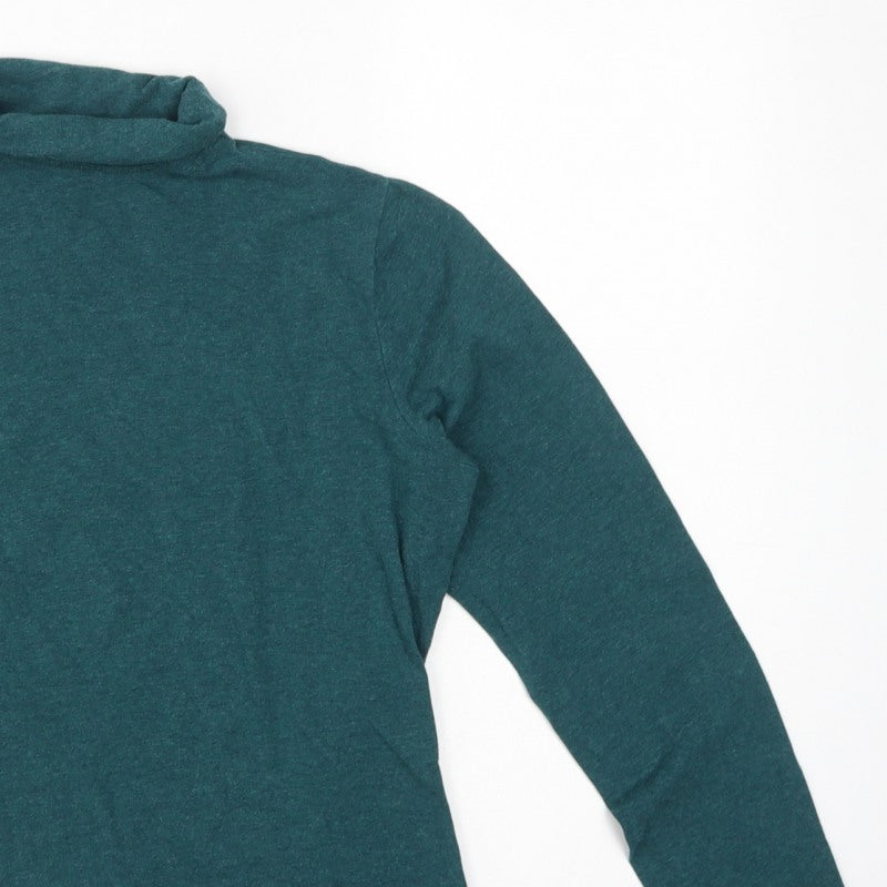 Seasalt Cornwall Women Green UK 12 Organic Cotton Roll Neck Basic Top