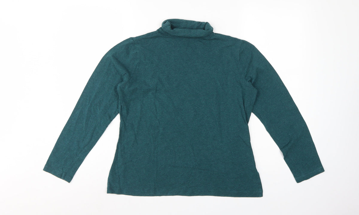 Seasalt Cornwall Women Green UK 12 Organic Cotton Roll Neck Basic Top