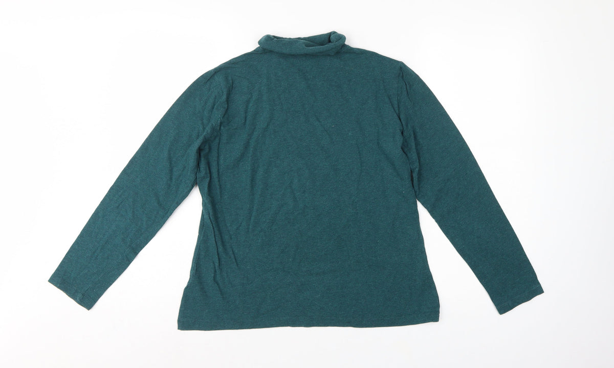 Seasalt Cornwall Women Green UK 12 Organic Cotton Roll Neck Basic Top