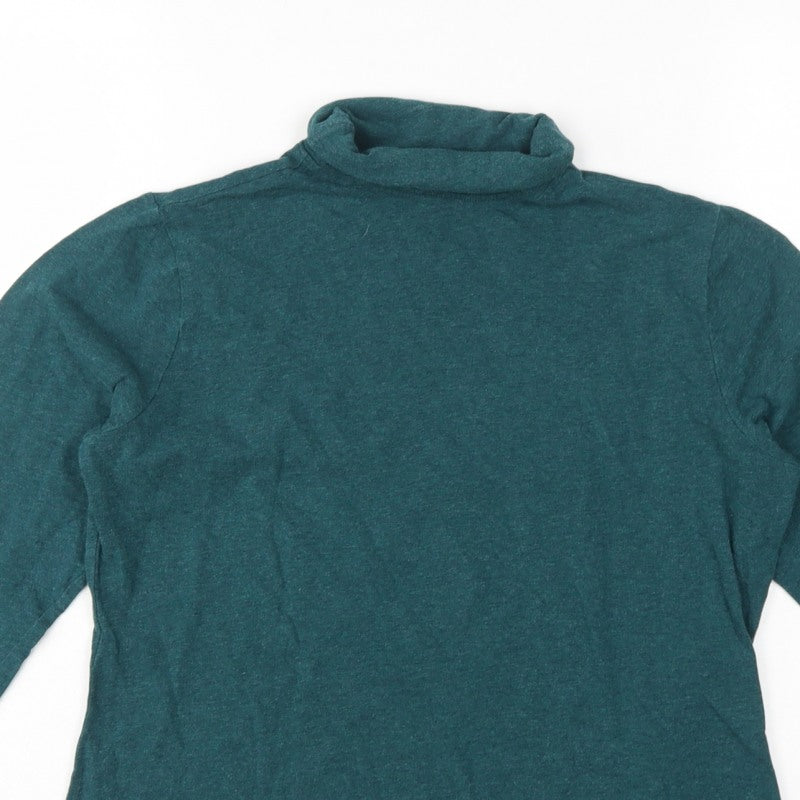 Seasalt Cornwall Women Green UK 12 Organic Cotton Roll Neck Basic Top