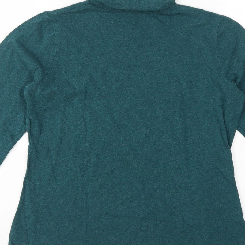Seasalt Cornwall Women Green UK 12 Organic Cotton Roll Neck Basic Top