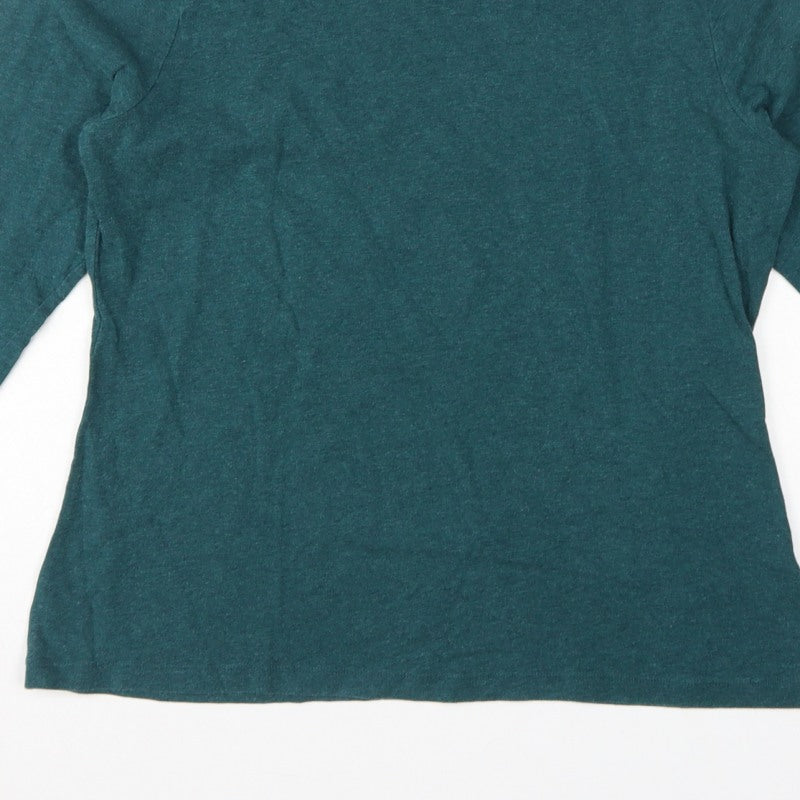 Seasalt Cornwall Women Green UK 12 Organic Cotton Roll Neck Basic Top