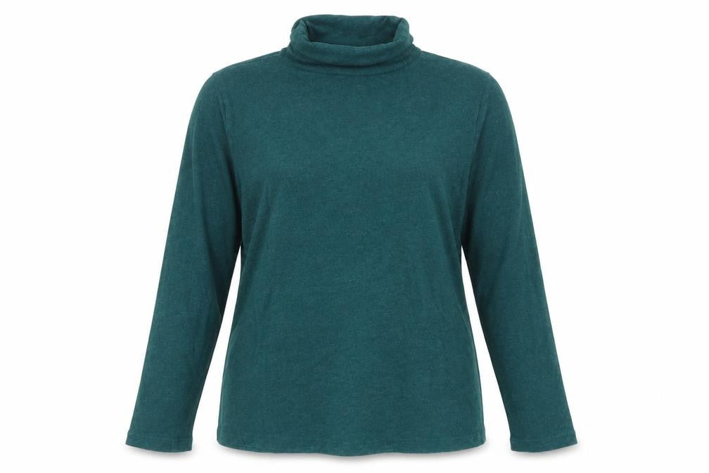 Seasalt Cornwall Women Green UK 12 Organic Cotton Roll Neck Basic Top