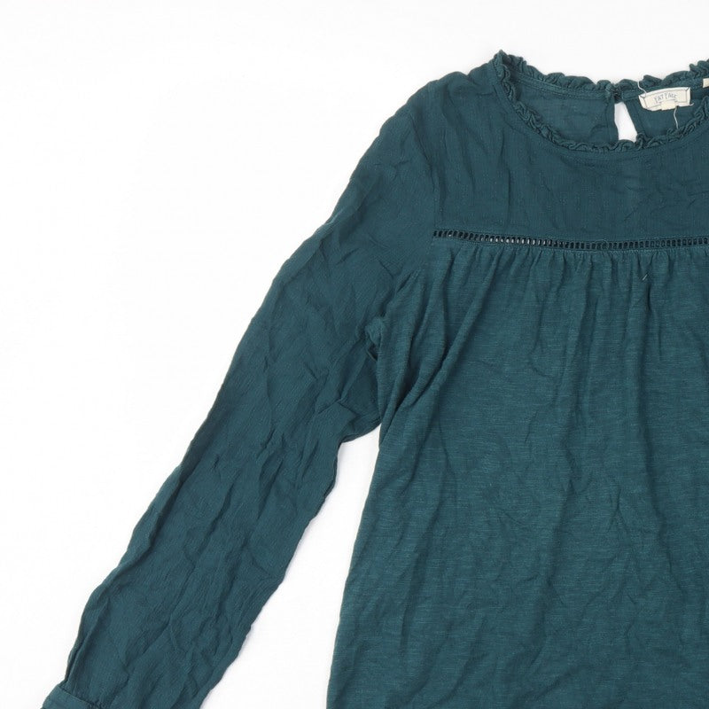 FatFace Women Green UK 8 Tunic Blouse Ruffle Balloon Long Sleeve