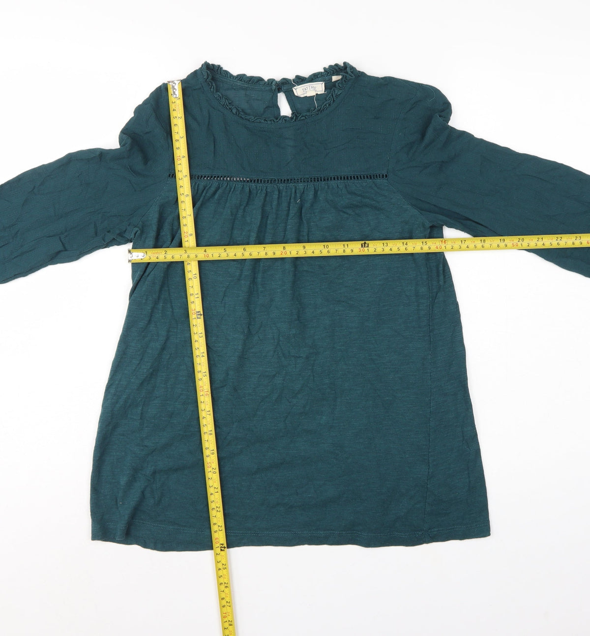 FatFace Women Green UK 8 Tunic Blouse Ruffle Balloon Long Sleeve