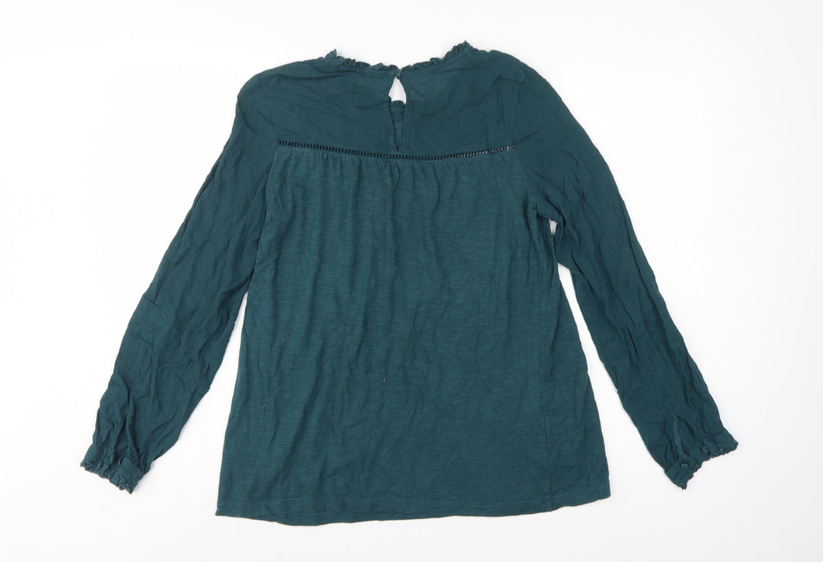 FatFace Women Green UK 8 Tunic Blouse Ruffle Balloon Long Sleeve