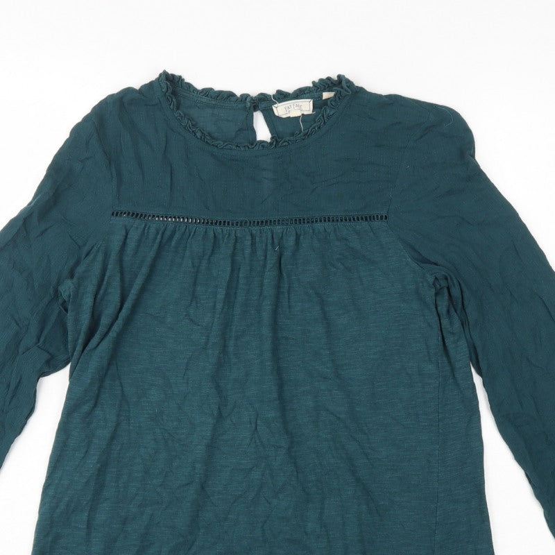 FatFace Women Green UK 8 Tunic Blouse Ruffle Balloon Long Sleeve