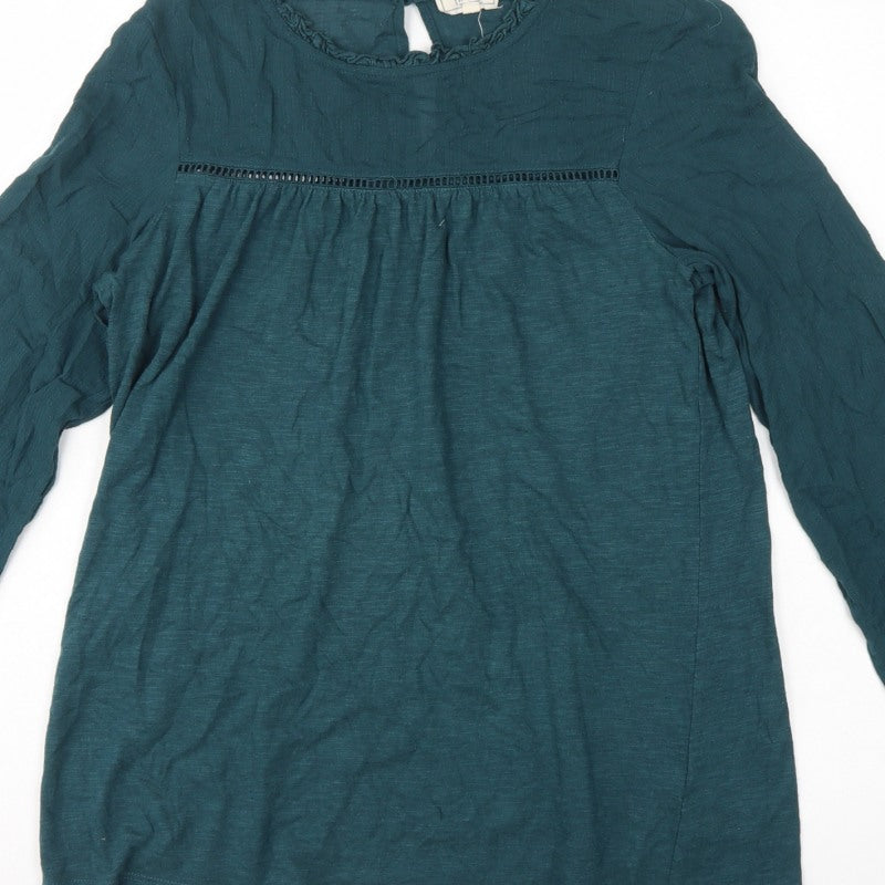 FatFace Women Green UK 8 Tunic Blouse Ruffle Balloon Long Sleeve