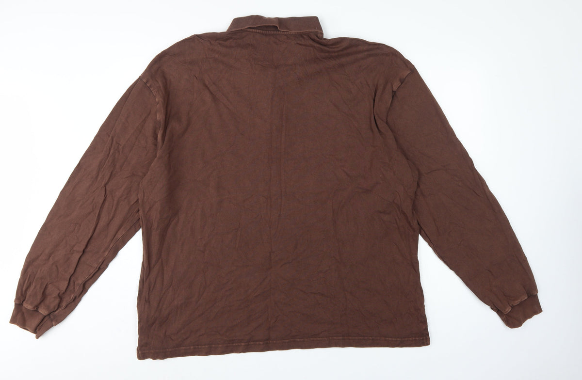 GAP Men’s Brown XL Long Sleeve Cotton Polo Shirt Classic