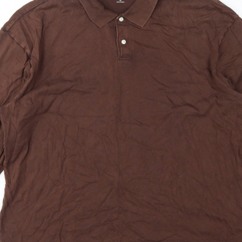 GAP Men’s Brown XL Long Sleeve Cotton Polo Shirt Classic