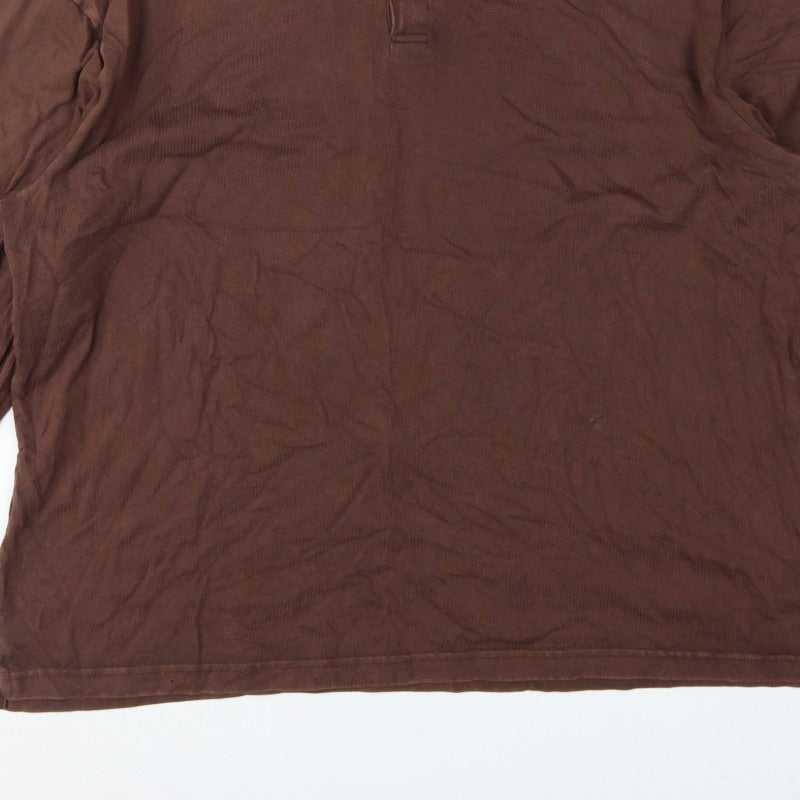 GAP Men’s Brown XL Long Sleeve Cotton Polo Shirt Classic