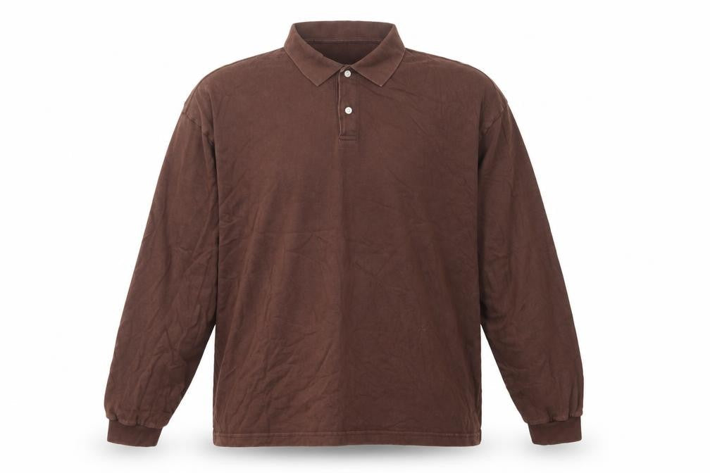 GAP Men’s Brown XL Long Sleeve Cotton Polo Shirt Classic