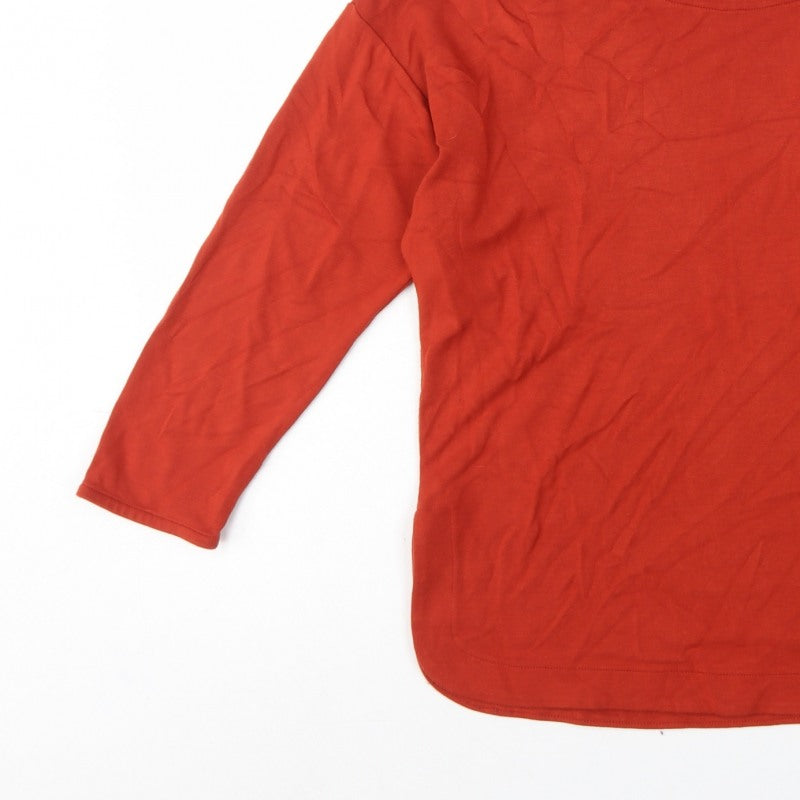 Jaeger Women Red XS Viscose Jersey 3/4 Sleeve Scoop Neck Basic Top