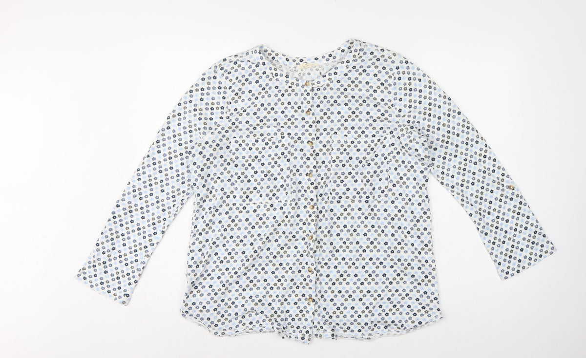 White Stuff Women's Multicoloured Floral Basic Button-Up Shirt UK 14