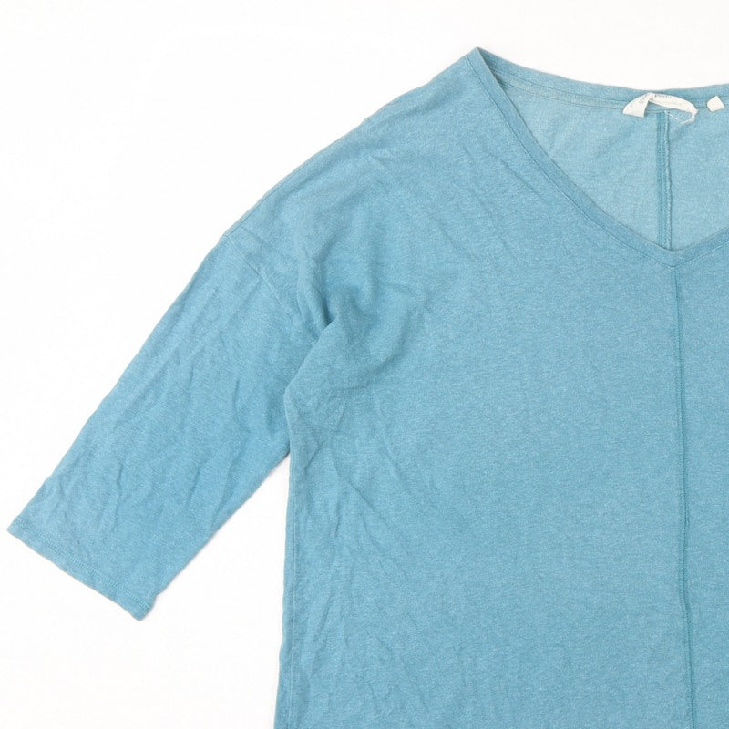 Seasalt Cornwall Women's Blue UK 14 Basic V-Neck Hemp Cotton Top