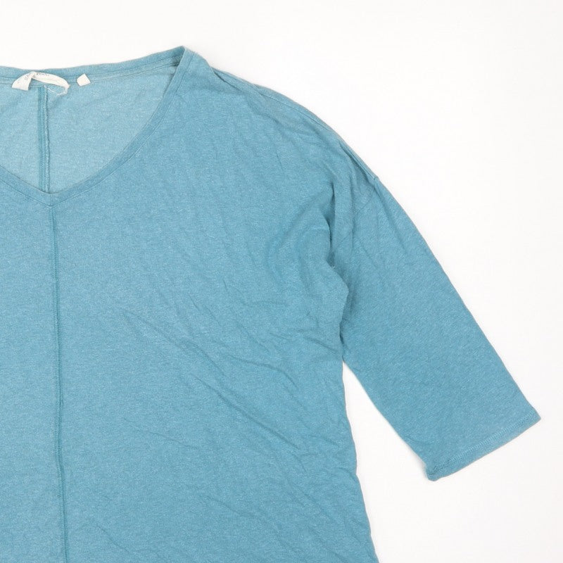 Seasalt Cornwall Women's Blue UK 14 Basic V-Neck Hemp Cotton Top