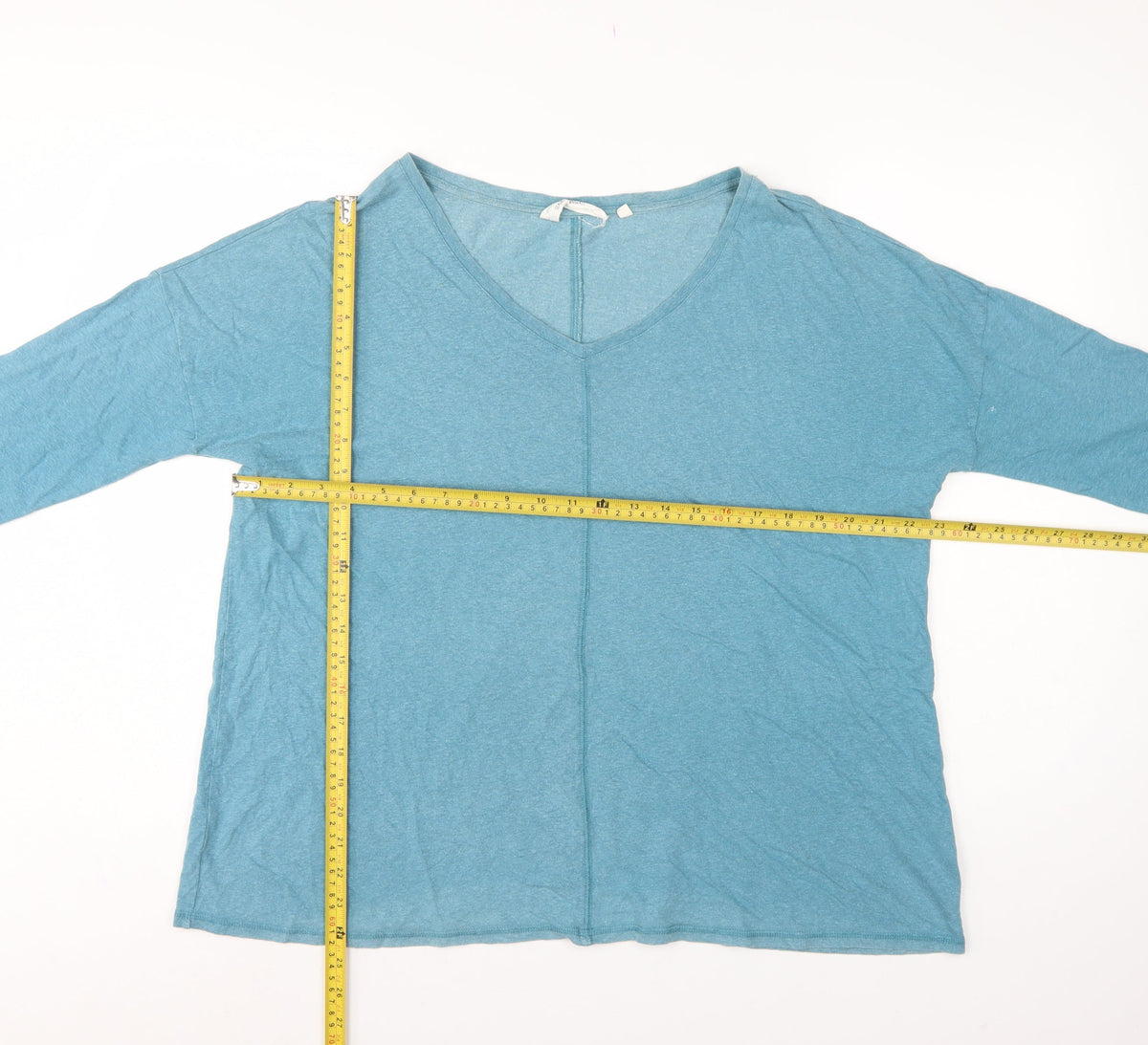 Seasalt Cornwall Women's Blue UK 14 Basic V-Neck Hemp Cotton Top