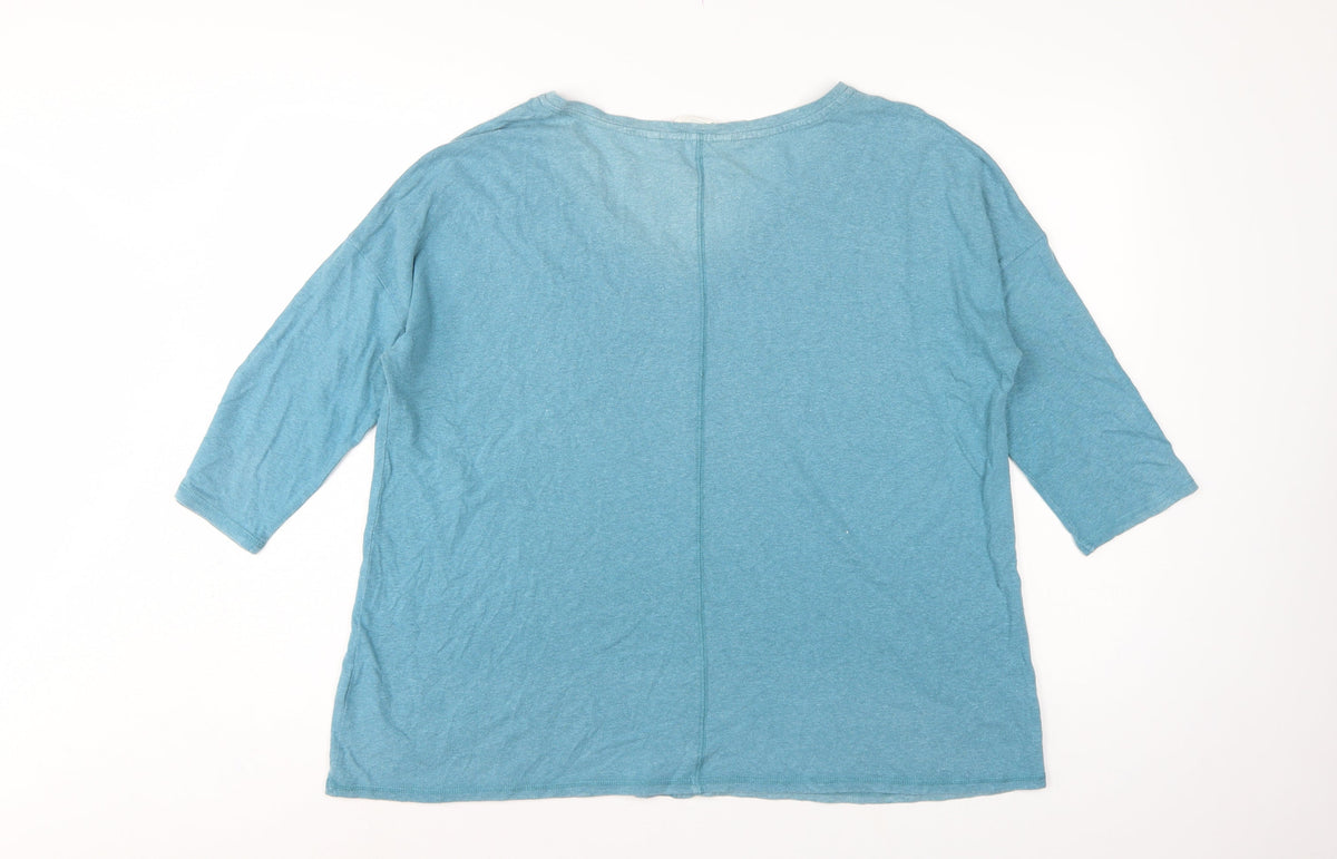 Seasalt Cornwall Women's Blue UK 14 Basic V-Neck Hemp Cotton Top