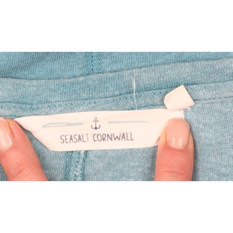 Seasalt Cornwall Women's Blue UK 14 Basic V-Neck Hemp Cotton Top