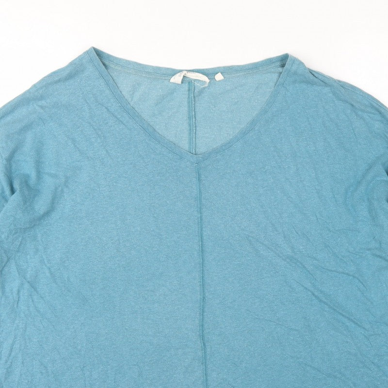 Seasalt Cornwall Women's Blue UK 14 Basic V-Neck Hemp Cotton Top