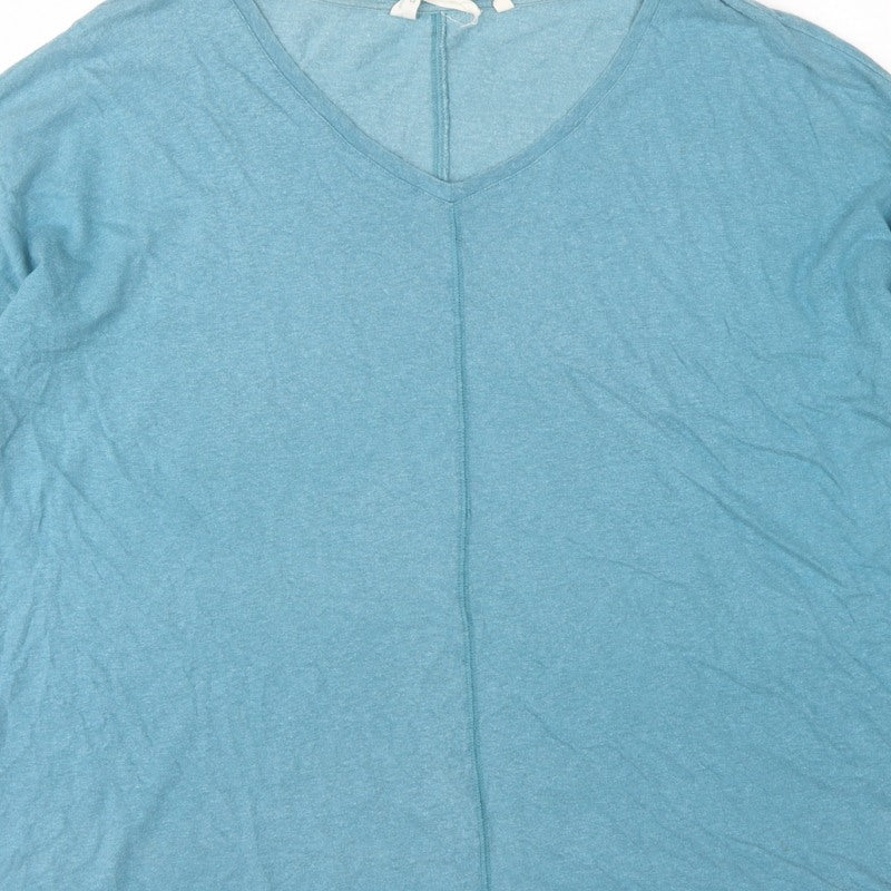 Seasalt Cornwall Women's Blue UK 14 Basic V-Neck Hemp Cotton Top