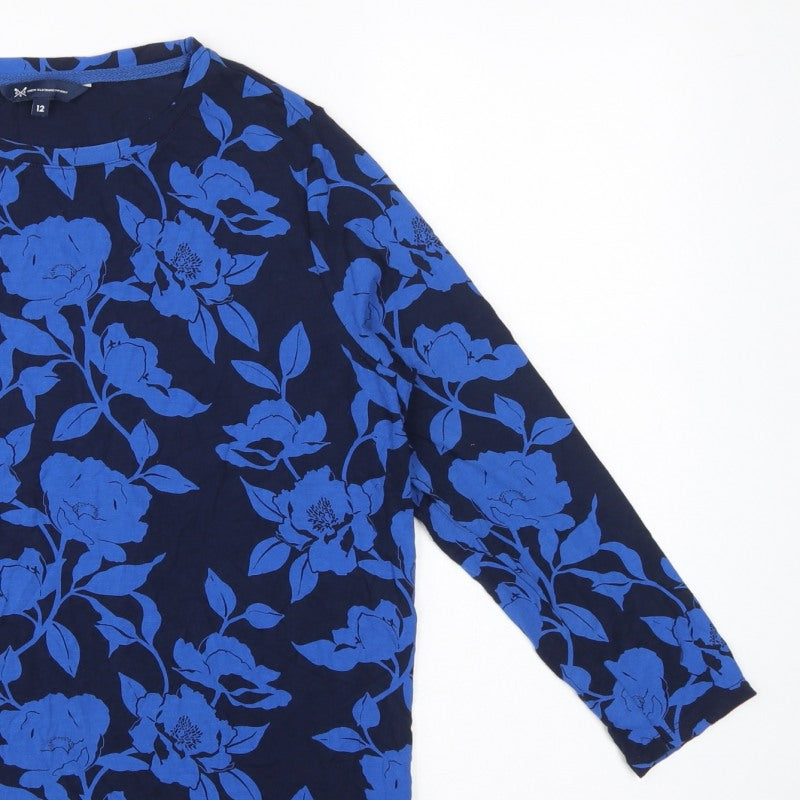 Crew Clothing Company Women Blue Size 12 Floral 3/4 Sleeve Blouse