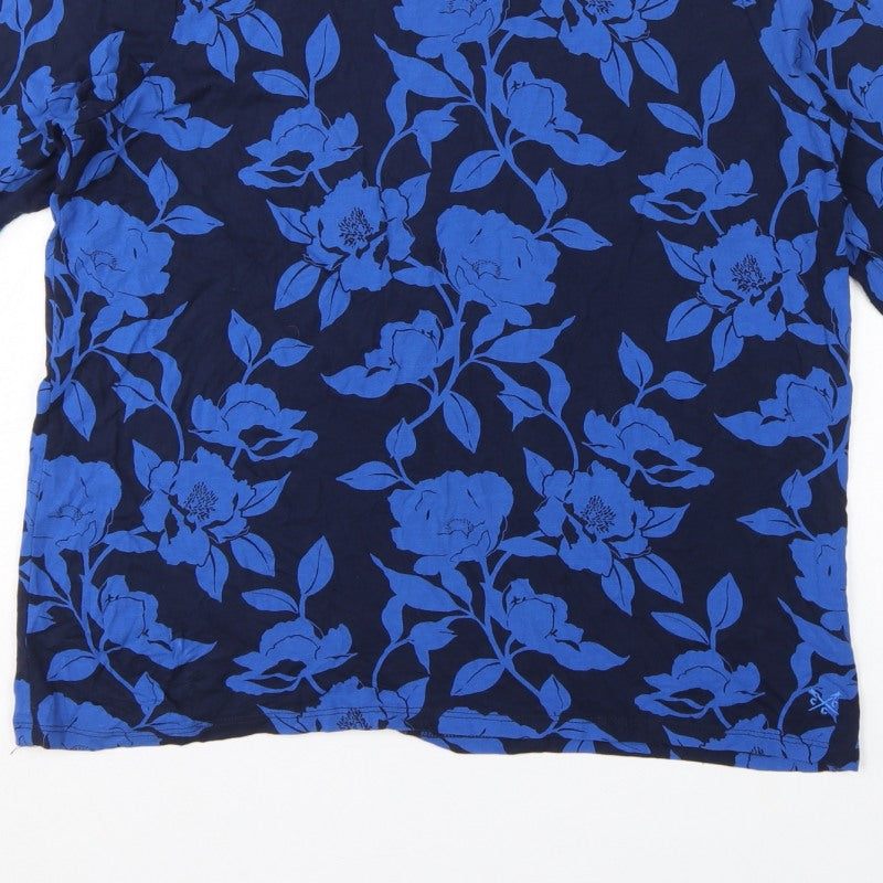 Crew Clothing Company Women Blue Size 12 Floral 3/4 Sleeve Blouse