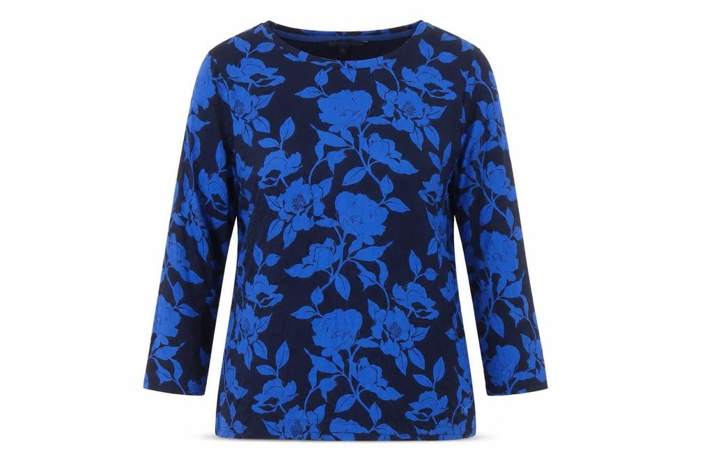 Crew Clothing Company Women Blue Size 12 Floral 3/4 Sleeve Blouse